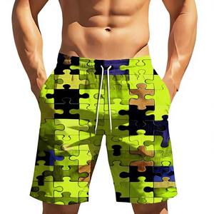 Men's Solid Color Cotton Shorts <b>Mid</b> Waist Drawstring Casual Breathable OEM Supply - Product Image 1