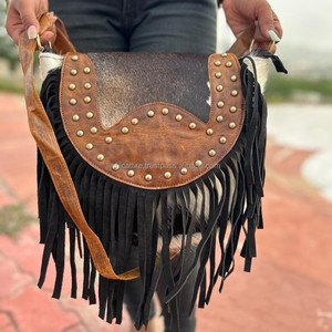 Nouveau élégant cheveux sur cacher daim fourrure cuir frange sac à bandoulière femmes parfait à la mode vente chaude en forme de baril sacs à bandoulière - Product Image 2