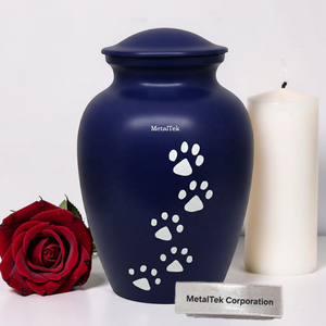 Blue Pet Urns for <b>Dogs</b> and Cats <b>Memorial</b> Ashes High Quality Alloy Metal Paw Engraved Handmade Burial Cremation Funeral Urn & Jar - Product Image 6