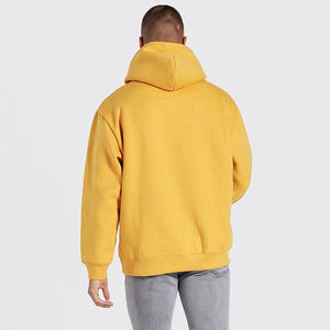 เสื้อฮู้ดดี้ผู้ชายสีเหลือง ทรงปกติ ผ้าฝ้ายฟลีซ ย้อมสีพื้น สไตล์สตรีทแวร์ สำหรับฤดูหนาว - Product Image 3