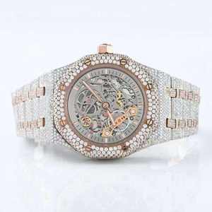 Reloj Automático Personalizado con Moissanita VVS, Unisex, 46 mm, Digital, de Lujo, Alta Calidad, Cuadrado, Correa de Cuero y Acero Inoxidable - Product Image 3