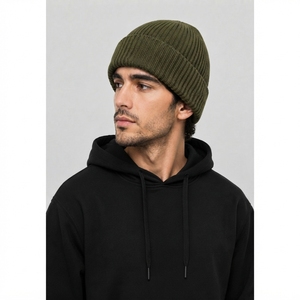 Gorro de punto acanalado acogedor, suave y cálido, con puño elástico, para invierno, actividades al aire libre, uso diario, gorro para clima frío, para adultos. - Product Image 1