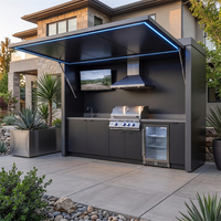 Cuisine extérieure européenne avec barbecue à gaz et abri antirouille en acier inoxydable, structure métallique pour patio