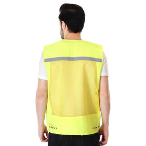 เสื้อกั๊กนิรภัยแบบ 5 จุด สีเหลืองสะท้อนแสง ANSI Class 3 ผ้าโพลีเอสเตอร์ตาข่าย ซิปด้านหน้า สะท้อนแสง DOT - Product Image 4