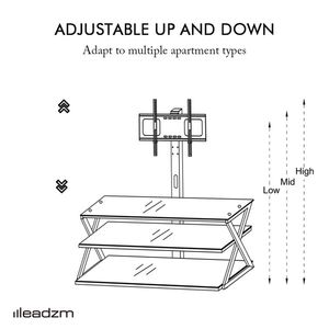 Leadzm TSG001 32 65\" <b>TV</b> Stand with Swivel <b>Bracket</b> 3 Tier Tempered Glass Shelves <b>Corner</b> Floor Design - Product Image 3