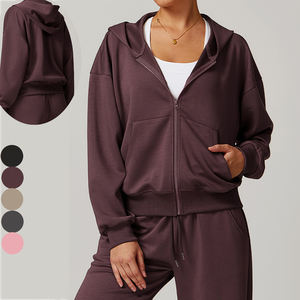 Sweat à capuche zippé oversize élégant et personnalisé pour femme, 100 % coton, écologique, manches longues, fermeture éclair, vente en gros OEM - Product Image 2