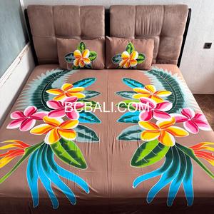 Rayon Bedsheet & 2 <b>Pillow</b> Case Hand Painting Originally by Balinese Artisans - Product Image 5