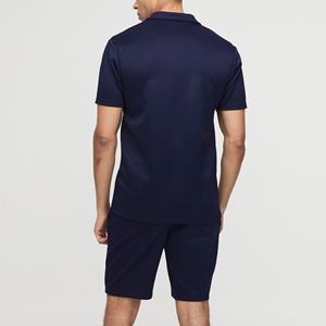 Ensemble 2 pièces décontracté d'été grande taille, chemise à col revers et short, style streetwear, avec logo personnalisé imprimé, 100% uni, vente chaude - Product Image 2
