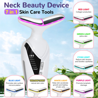 Masseur facial portable OEM à haute fréquence, vibration chauffante, 7 modes de couleur, thérapie par lumière rouge, raffermissant et liftant la peau, pour le cou
