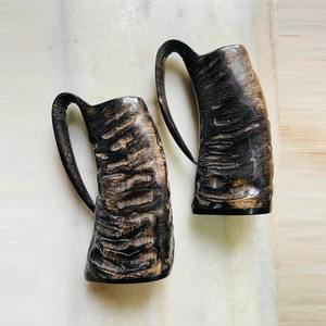 Customized Handcrafted Natural Viking Carving Waterproof Drinking Horn Beer/Coffee <b>Mug</b> for Home Restaurants-Business Gift India - Product Image 1
