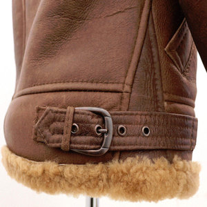 Top Rated Great Quality Men's B-3 Bomber Jackets Real Sheepskin Leather <b>Stand</b> Collar Front Pockets Windproof Breathable Jacket - Product Image 3