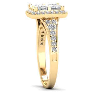 Bagues de fiançailles personnalisées REYES en or jaune 14 carats avec diamant taille princesse de 2 carats certifié IGI pour femmes, bijoux sur mesure - Product Image 3