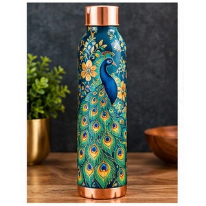 Botella de Agua de Cobre con Diseño Floral de Colibrí, Recubrimiento de Cobre, Portátil, para Viajes - Product Image 6