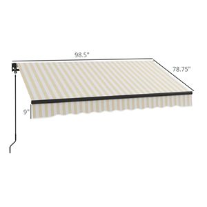 Tenda Parasole Retrattile 2,4m x 2m (8FT x 6.5FT) con Telaio in Alluminio e Telo in Polietilene 280gsm Resistente ai Raggi UV, Colore Beige Bianco, per Terrazze, Balconi e Giardini - Product Image 3