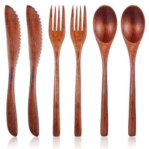 Ensemble d'outils à salade en bois faits à la main, cuillères et fourchettes écologiques, ustensiles en bois naturel, accessoires de cuisine - Product Image 3