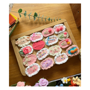 <b>Beginner</b> Crochet Hair Clip <b>Kit</b> Soft Acrylic Yarn Floral Pattern DIY <b>Knitting</b> Set Assorted Colors 3-14 Years Easy Hair - Product Image 2