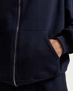Sweat-shirt à capuche zippé surdimensionné pour homme, en coton molletonné épais, bleu marine, personnalisé, de haute qualité, style décontracté. - Product Image 3