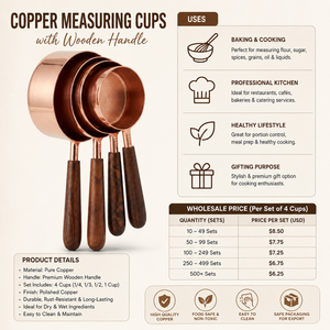 Premium Brass <b>Measuring</b> Cups Set with Brass Handles for Accurate Cooking Baking Home Kitchen Hotel Restaurant Use Home Decor - Product Image 5