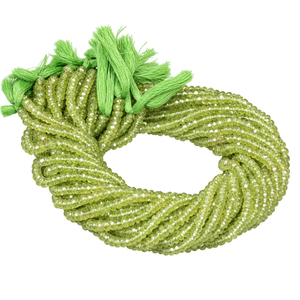 Cuentas Sueltas de Peridoto Natural Facetadas en Forma de Rondelle Verde de 4mm para la Creación de Joyería DIY Shree Ambikanath Silver SAS-Peridot-001 - Product Image 1