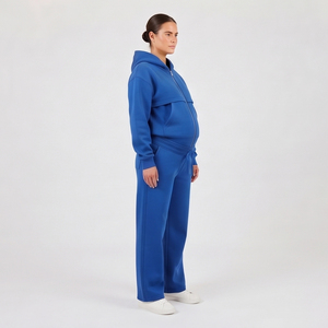 Conjunto de chándal de maternidad oversize con cremallera para mujer, estilo urbano, sudadera holgada para embarazo, pantalones de chándal para lactancia, chándales para amamantar - Product Image 4