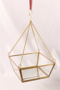 Terrario Colgante de Latón y Vidrio con Diseño Geométrico Moderno, Decoración de Pared para Sala de Estar, Diseño Abstracto, Pieza Única - Product Image 2