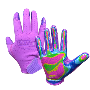 Gants de football américain 7v7 en néoprène et gel de silicone à doigts complets pour receveur, personnalisables, unisexes, durables, antidérapants, avec fermeture auto-agrippante - Product Image 2