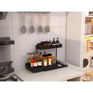 Set di 2 Organizzatori Scorrevoli a 2 Livelli per Lavello, Cestello Portaoggetti Multiuso per Spazi Stretti, Organizzatore per Armadietti a L - Product Image 2