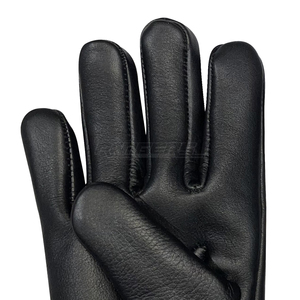 Black Genuine Leather <b>Gloves</b> Rib Cuff Wrist Length <b>Warm</b> Soft Plain Style Daily Use Winter Outdoor <b>Gloves</b> For Men - Product Image 5