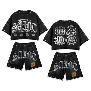 Custom Men's Summer Breathable Casual Oversized T-Shirt & Shorts <b>Set</b> <b>Knitted</b> Polyester/Cotton Fabric OEM Service - Product Image 1