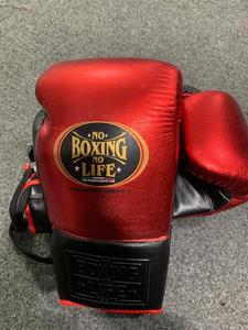 Top Selling No Boxing No Life Mexican <b>Red</b> Black Leather Boxing Gloves Lace-Up Training Sparring Gloves for Adults - Product Image 3
