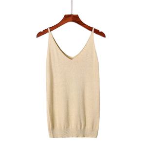 Camiseta sin mangas decorada con encaje Halter Sexy para mujer, chaleco tejido femenino con tela tejida - Product Image 6