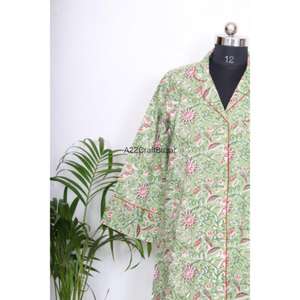 เดรสเชิ้ตผ้าฝ้ายแท้ 100% คอวี แขน 3/4 ติดกระดุมด้านหน้า สไตล์เซ็กซี่เข้ารูปทรงบอดี้คอน เหมาะสำหรับงานกลางคืนหรืองานทางการ ลายพิมพ์บล็อกด้านหน้า - Product Image 4