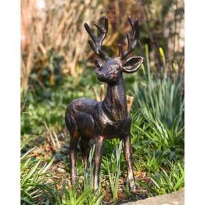 Compre una Escultura de Reno de Bronce de Tamaño Real con Grandes Astas, Decoración Navideña, Artículos para Eventos - Product Image 2