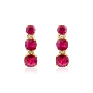 ต่างหูทองคำขาว 14K ประดับทับทิมและเพชรสไตล์อาร์ตนูโว - Product Image 2
