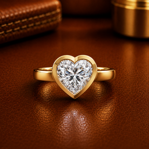 Anillos de Diamantes Cultivados en Laboratorio con Corte Corazón Premium de 2.00 Ct, Certificados por IGI, Oro Puro de 14k, Anillo de Boda con Engaste de Bisel, Regalos de Joyería para Aniversario - Product Image 1