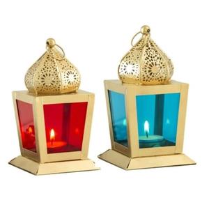 Mini lot de 2 lanternes en métal, design unique, pour Noël, mariage, décoration de table, porte-bougie - Product Image 1