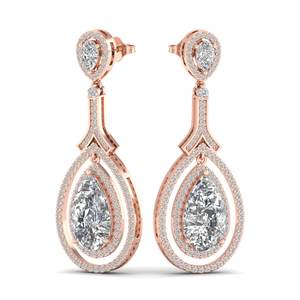 REYES - Pendientes de Moissanita con Forma de Gota de Agua, Diseño de Última Moda, en Oro Sólido de 14K, Regalo de Boda de Lujo, Joyería Fina para Mujer - Product Image 5