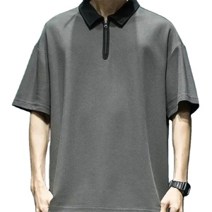 2025 nouveau grande taille hommes polos demi fermeture éclair Polo été rabattu T-shirts décontracté Golf porter Y2K Streetwear t-shirts hauts - Product Image 2