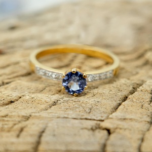 แหวนแทนซาไนต์ธรรมชาติ เงินแท้ 925 ชุบทอง 14K ของขวัญเครื่องประดับประจำเดือนธันวาคมสำหรับผู้หญิง - Product Image 5