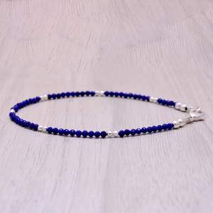 Pulsera de Plata de Ley Chapada en Oro con Cuentas de Lapislázuli, Piedra de Nacimiento de Septiembre, Gema Azul Natural, Joyería Étnica y Elegante, Regalo - Product Image 4