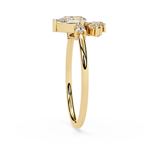 Anillos clásicos de compromiso, boda y aniversario con diamantes de corte pera cultivados en laboratorio, engastados con puntas, en oro macizo de 14K, joyería fina. - Product Image 4