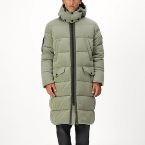 DENEZE SPORTS Blouson matelassé long à capuche pour homme, vert olive, hiver, épais, coupe-vent, col montant, fermeture éclair, camouflage - Product Image 4