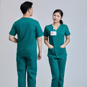Vietnam Made 52% Cotton 45% Polyester 3% Spandex FMF Unisex Needle Detection Woven Medical <b>Scrub</b> <b>Set</b> - Product Image 1