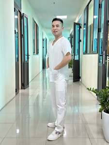 Unisex Medical <b>Scrub</b> <b>Set</b> White Knitted Fabric Needle Detection Polyester FMF Brand Vietnamese Hospital <b>Scrub</b> <b>Sets</b> - Product Image 6