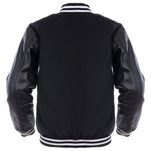 Veste universitaire noire pour homme, coupe classique, couleur unie, col rabattu, fermeture éclair, vêtement décontracté pour l'automne, en polyester tricoté - Product Image 4