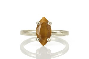 Solid <b>925</b> Sterling <b>Silver</b> Marquise Cut Tiger's Eye Gemstone <b>Ring</b> Custom Size Bohemian Gothic Gemstone <b>Ring</b> For Wedding & Parties - Product Image 2