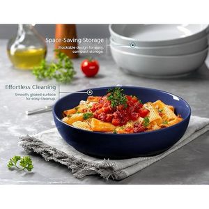 Set di 4 Ciotole KooK da 40 oz (Co) in Ceramica di Grande Capacità per Pasta, Insalata e Zuppa, Adatte a Microonde e Lavastoviglie - Product Image 2