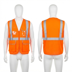 เสื้อกั๊กนิรภัยสะท้อนแสงสีส้ม 120 GSM โพลีเอสเตอร์ พร้อมแถบสะท้อนแสง หลายกระเป๋า สกรีนโลโก้ได้ รับรองมาตรฐาน CE - Product Image 2