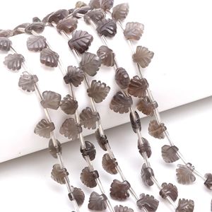 Cuentas de Piedra Lunar Gris Natural en Forma de Hoja Talladas a Mano, 10x11MM, Cuentas Sueltas de Piedra Lunar de 8 Pulgadas para Fabricación de Joyas al por Mayor - Product Image 2