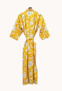 <b>House</b> Robe Summer Kimono Pure Cotton Indian Block Printed for Her Cotton Kimono Robes for Women - Product Image 4